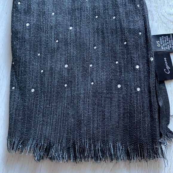 { Cejon } Black & Silver Metallic Shimmer Scarf rhinestone wrap fall winter. - Picture 2 of 9
